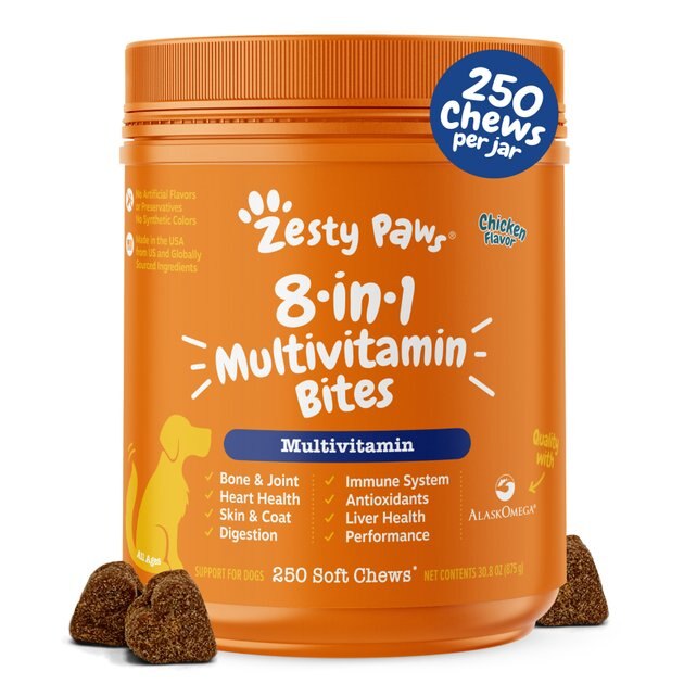 ZESTY PAWS Multivitamin 8-in-1 Bites Chicken Flavored Soft Chews ...