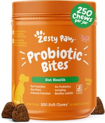 Zesty Paws Probiotic Bites Pumpkin Flavored Soft Chews Digestive Supplement for Dogs, 250 count