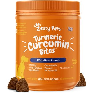 Zesty Paws Turmeric Curcumin Bites Duck Flavored Soft Chews Multivitamin for Dogs, 250 count