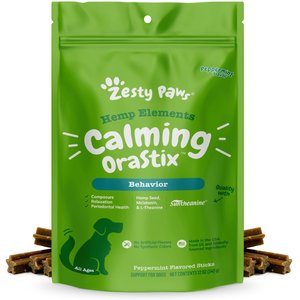 Zesty Paws Hemp Elements Calming OraStix Peppermint Flavored Soft Chews Calming Supplement for Dogs, 12-oz bag