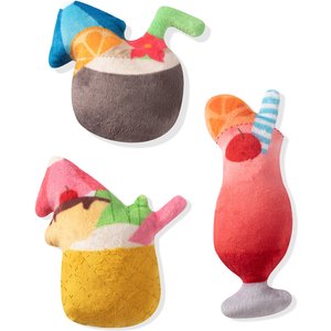 Fringe Studio Tropical Ruff Punch Tropical Drinks Squeaky Plush Mini Dog Toys, 3 count