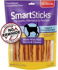 SmartBones SmartSticks Bacon & Cheese Chews Dog Treats, 10 count