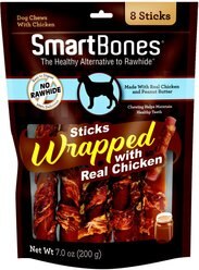 SmartBones Chicken Wrapped Sticks Peanut Butter Flavor Dog Treats, 8 count
