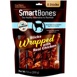 SmartBones Chicken Wrapped Sticks Peanut Butter Flavor Dog Treats, 8 count