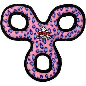 Tuffy's Jr 3WayTug Squeaky Plush Dog Toy, Pink Leopard