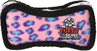 Tuffy's Jr Bone2 Squeaky Plush Dog Toy, Pink Leopard slide 1 of 7