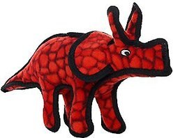 Tuffy's Jr Dinosaur Triceratops Plush Dog Toy, Red