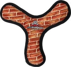 Tuffy's Mega Boomerang Brick Squeaky Plush Dog Toy, Red