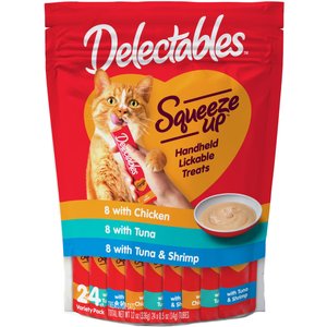 Hartz Delectables Squeeze Up Variety Pack Lickable Cat Treats, 0.5-oz tube, 24 count