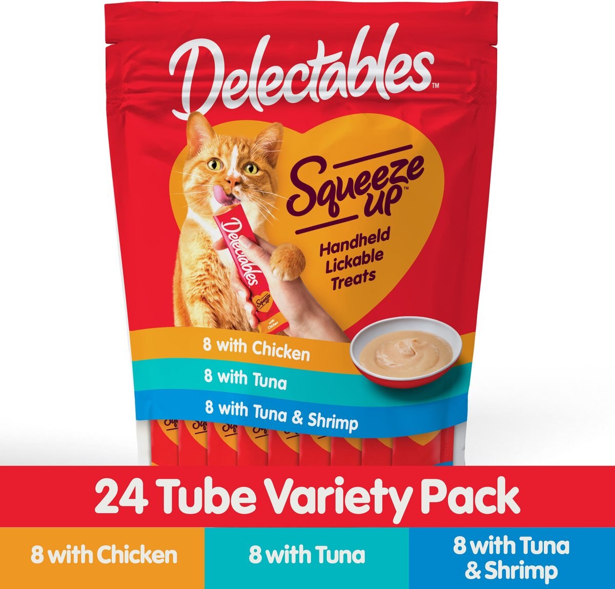 HARTZ Delectables Squeeze Up Variety Pack Lickable Cat Treats, 0.5oz