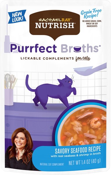 Rachael Ray Nutrish Purrfect Broths Savory Seafood Wet Cat Food, 1.4-oz, case of 24 slide 1 of 8