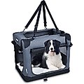 Jespet 3-Door Collapsible Soft-Sided Dog Crate, Grey, 36 inch