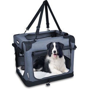 Ownpets Large 3 Doors Soft Collapsible Dog Crate Dog Kennel, Blue