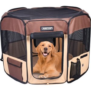 Jespet Soft-Sided Dog & Cat Playpen, Brown, 61-in
