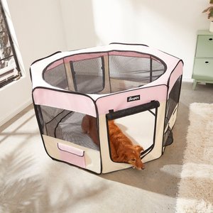 Jespet Soft-Sided Dog & Cat Playpen, Pink, 61-in