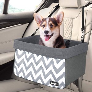 Jespet Car Travel Dog Booster Seat, Wave Stripe/Gray