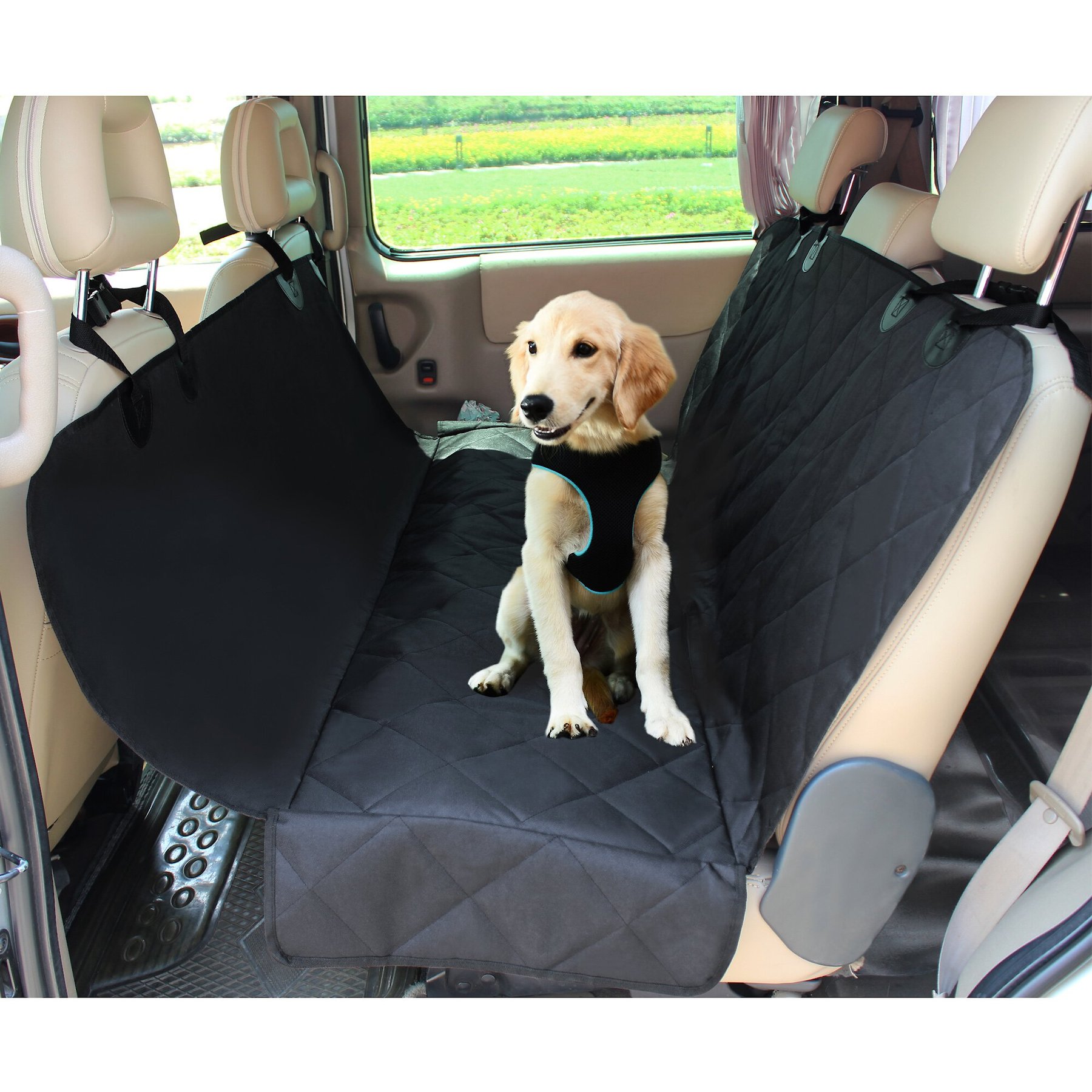 4Knines Rear Seat Cover with Hammock, Beige, Regular
