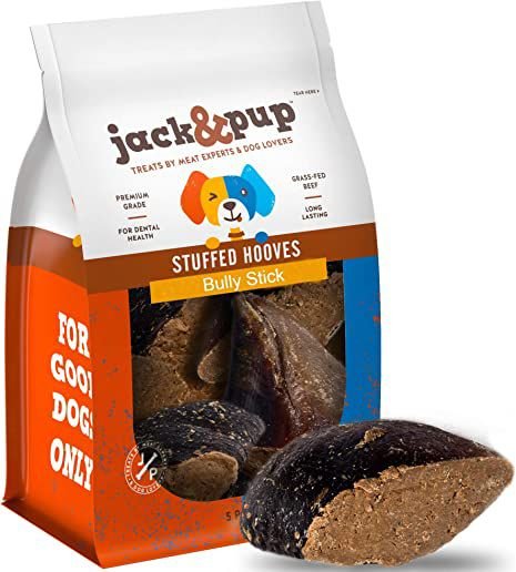 5 to 6 Dog Chew Treats Dog Bone. Jack&Pup Filled Dog Bones for Aggressive Chewers All Natural Dog Bones Flavors: Peanut Butter, Bacon & Cheese, Bully Sticks 