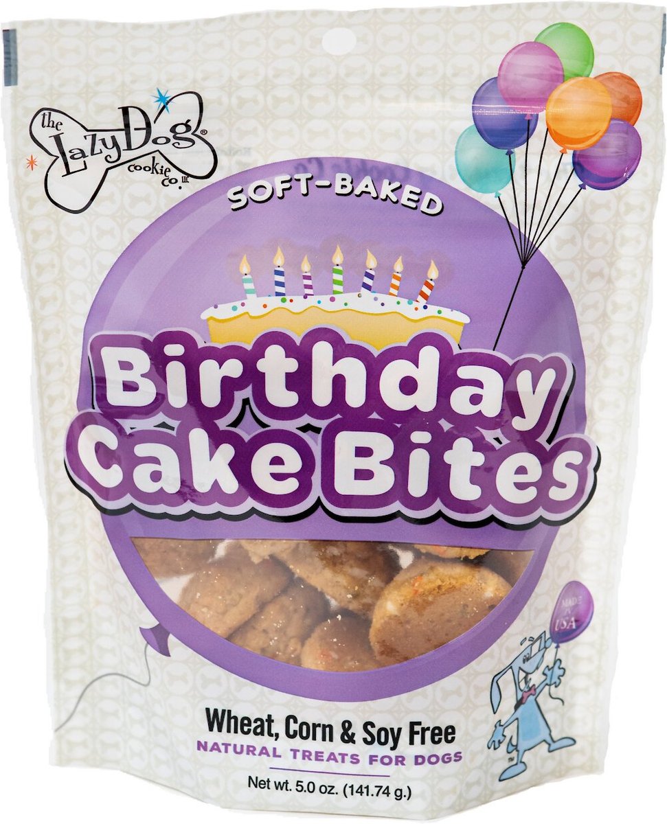 The Lazy Dog Cookie Co. Birthday Cake Bites Dog Treats, 5-oz bag