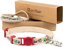 Pettsie Flower Cat Collar with Friendship Bracelet, Red, 7.5-in
