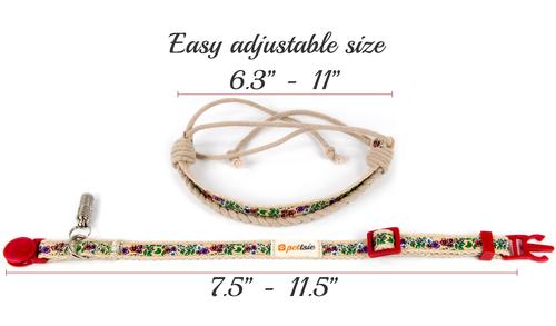Show full view: Pettsie Flower Cat Collar with Friendship Bracelet, Red, 7.5-in slide 3 of 8