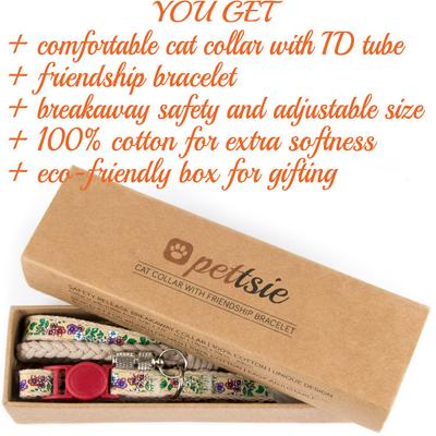 Show full view: Pettsie Flower Cat Collar with Friendship Bracelet, Red, 7.5-in slide 4 of 8