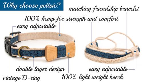 Show full view: Pettsie Bow Tie Dog Collar, Blue, X-Small slide 3 of 10