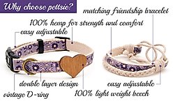 Pettsie Heart Dog Collar, Purple, Medium slide 2 of 7