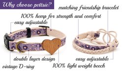 Pettsie Heart Dog Collar, Purple, Small slide 2 of 7