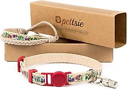 Pettsie Flower Kitten Collar with Friendship Bracelet, 5-in, Red