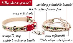 Pettsie Flower Kitten Collar with Friendship Bracelet, 5-in, Red slide 2 of 8