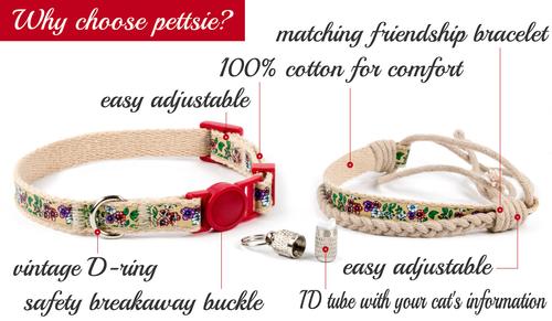 Show full view: Pettsie Flower Kitten Collar with Friendship Bracelet, 5-in, Red slide 2 of 8