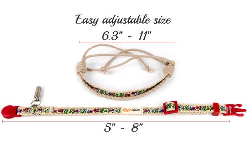 Show full view: Pettsie Flower Kitten Collar with Friendship Bracelet, 5-in, Red slide 3 of 8