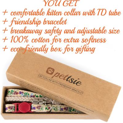 Show full view: Pettsie Flower Kitten Collar with Friendship Bracelet, 5-in, Red slide 4 of 8