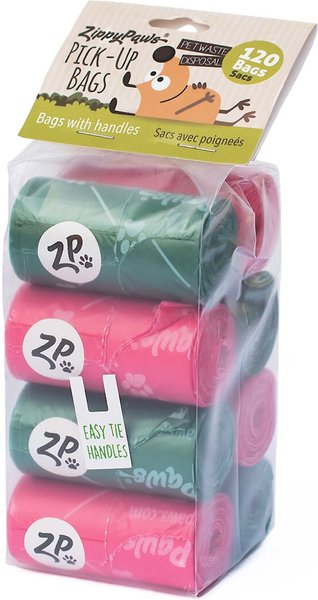 ZippyPaws Pick-Up Unscented Roll Dog Poop Bags, Pink/Green, 120 count slide 1 of 1