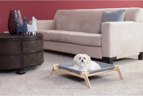 Show full view: Primetime Petz Elevated Cat & Dog Bed with Reversible Fabric Hammock, Neutral Paint Spots/Crosses slide 3 of 9