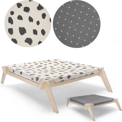 Show full view: Primetime Petz Elevated Cat & Dog Bed with Reversible Fabric Hammock, Neutral Paint Spots/Crosses slide 6 of 9