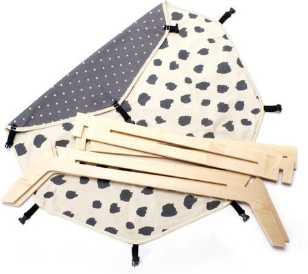 Show full view: Primetime Petz Elevated Cat & Dog Bed with Reversible Fabric Hammock, Neutral Paint Spots/Crosses slide 7 of 9