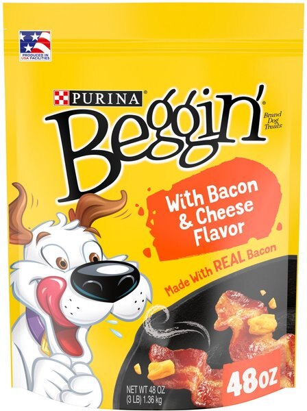 Purina Beggin' Strips Real Meat with Bacon & Cheese Flavored Training Dog Treats, 48-oz pouch, case of 2 slide 1 of 9
