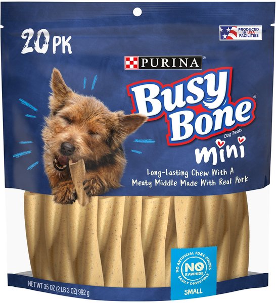 Busy Bone with Real Meat Mini Rawhide-Free Dog Treats, 20 count slide 1 of 11