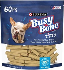 Busy Bone Long-Lasting Real Meat Tiny Dog Treat, 60 count