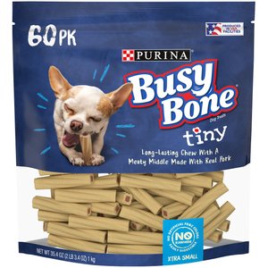 Busy Bone Long-Lasting Real Meat Tiny Dog Treat, 60 count
