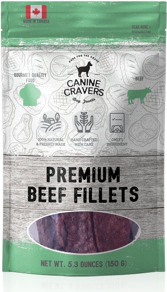 Canine Cravers Premium Beef Fillets Dehydrated Dog Treats, 5.3-oz pouch slide 1 of 6