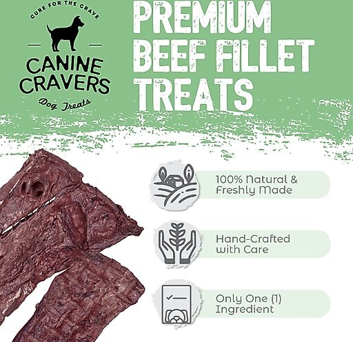 Canine Cravers Premium Beef Fillets Dehydrated Dog Treats, 5.3-oz pouch