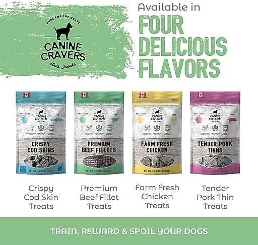 Canine Cravers Premium Beef Fillets Dehydrated Dog Treats, 5.3-oz pouch