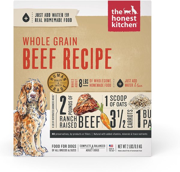The Honest Kitchen Whole Grain Beef Recipe Dehydrated Dog Food, 2-lb box slide 1 of 11