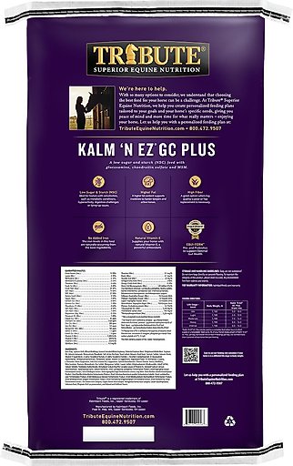 Tribute Equine Nutrition Kalm 'N EZ GC Plus Low-NSC, Joint Support Horse Feed, 50-lb bag