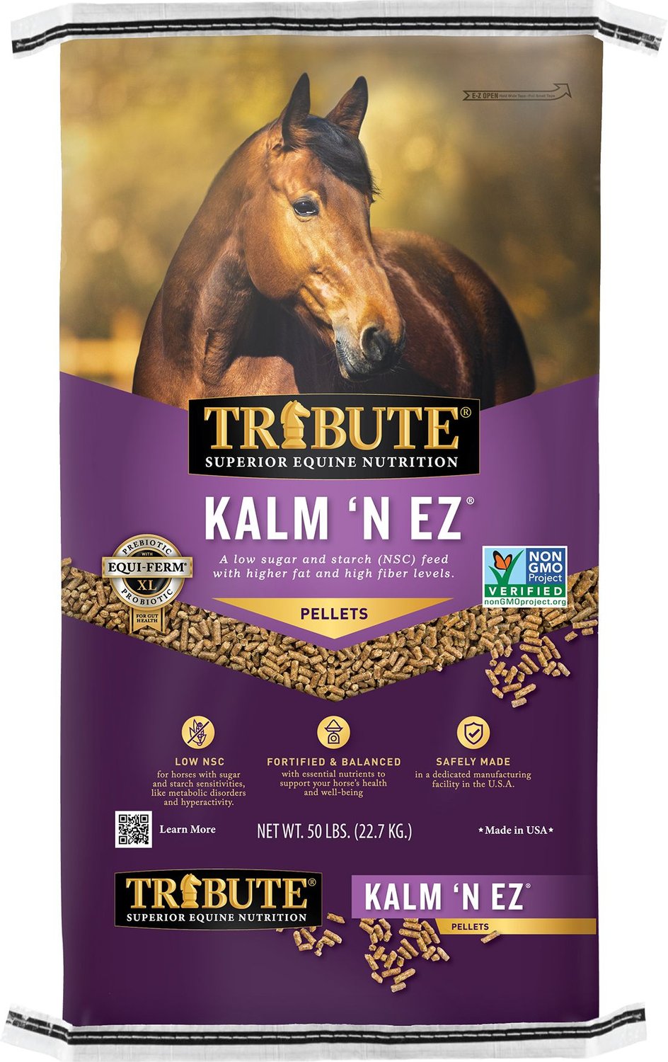 TRIBUTE EQUINE NUTRITION Kalm 'N EZ Pellet LowNSC, NonGMO Horse Feed