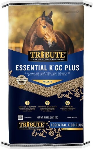 Tribute Equine Nutrition Essential K GC Plus Low-NSC, Joint Support Horse Feed, 50-lb bag