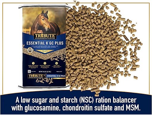 Tribute Equine Nutrition Essential K GC Plus Low-NSC, Joint Support Horse Feed, 50-lb bag